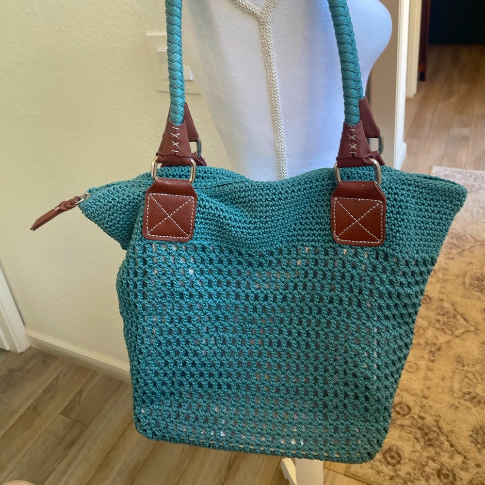 The Sak blue and silver crochet bag
